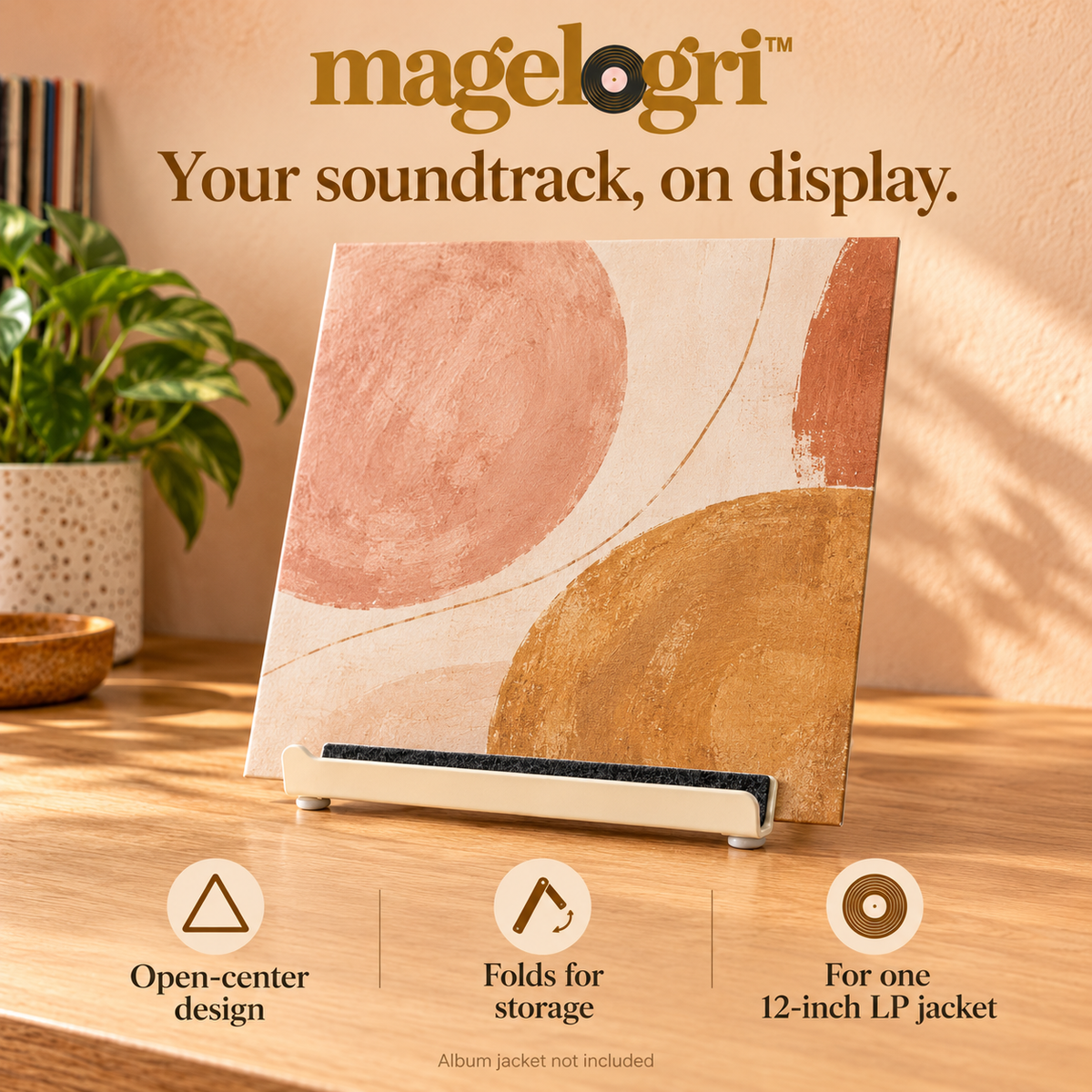 magelogri™ FoldLine Metal Now Playing Stand, Folding Vinyl Album Cover Display Easel