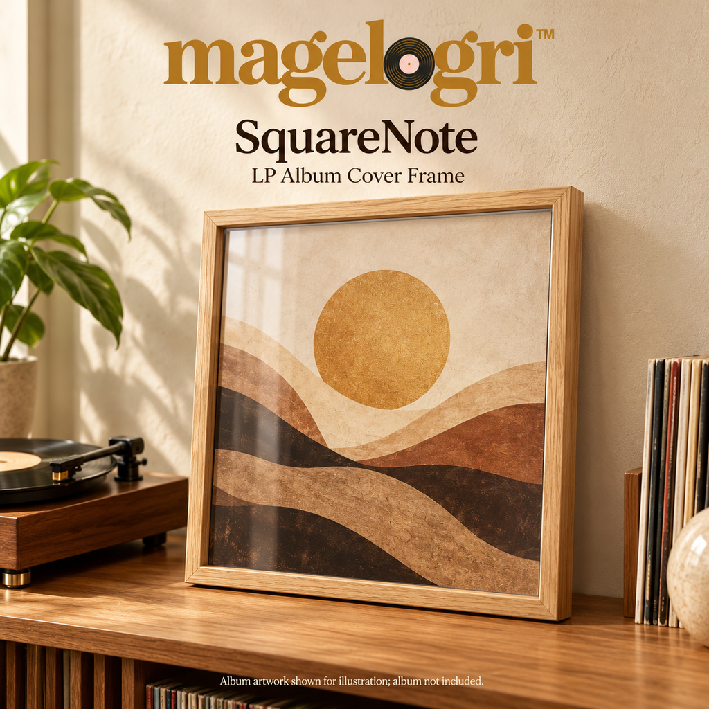 magelogri™ SquareNote LP Album Cover Frame, 12.5-Inch Vinyl Jacket Wall Display